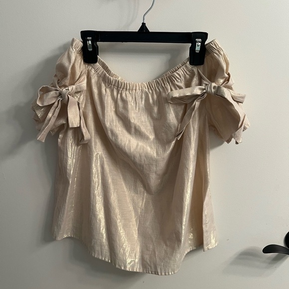 a.n.a. Cream metallic off the shoulder blouse - Picture 1 of 5